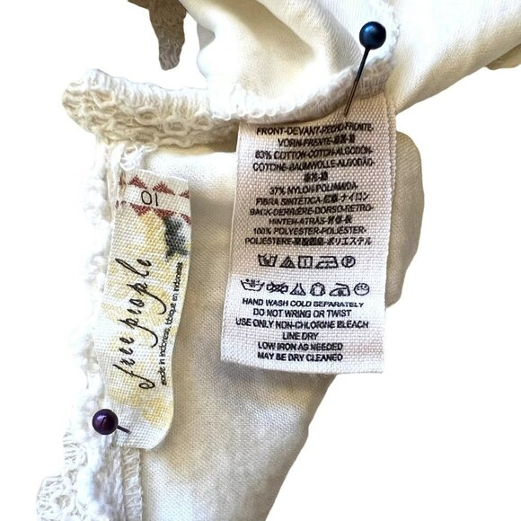 FREE PEOPLE SIZE 10 IVORY WHITE LACE FIT & FLARE SKATER DRESS - Picture 16 of 16